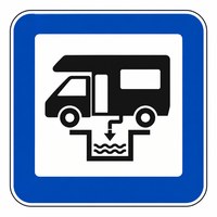 Señal S-128: punto de vaciado de aguas residuales para autocaravanas